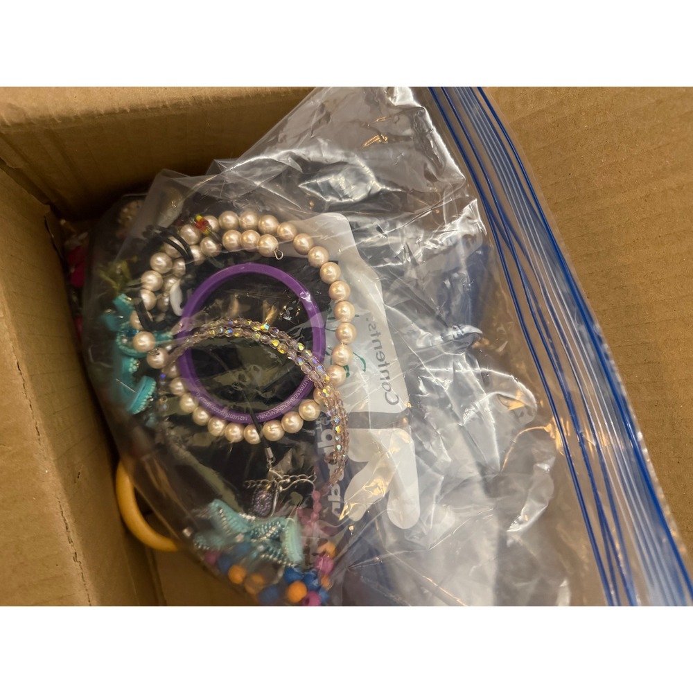 2lb Jewelry Lot Vintage and New Assorted Beaded Pearl Crystal Accessories